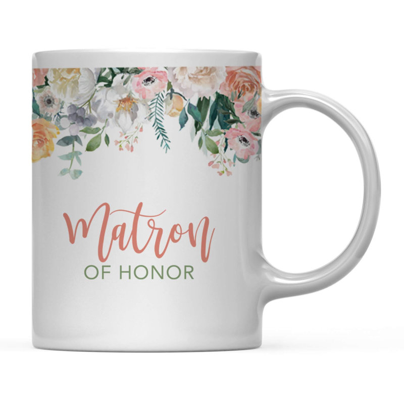 Cadeau de mariage tasse à café, roses fleurs de pêche, matrone d'honneur, paquet de 1, cadeau de Noël pour l'anniversaire