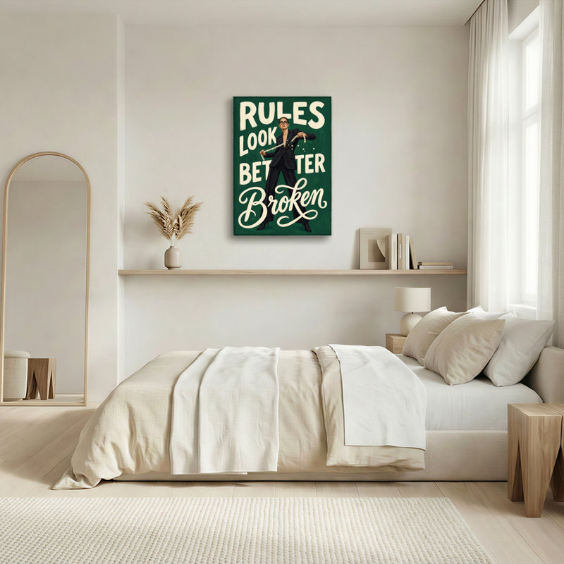 Ensemble de 1 tableau sur toile « Les règles sont plus belles brisées », H 30 po x l 20 po, Toile tendue