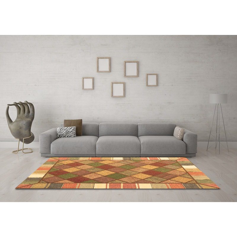 Washable Geometric Indoor Rug, Round 7'