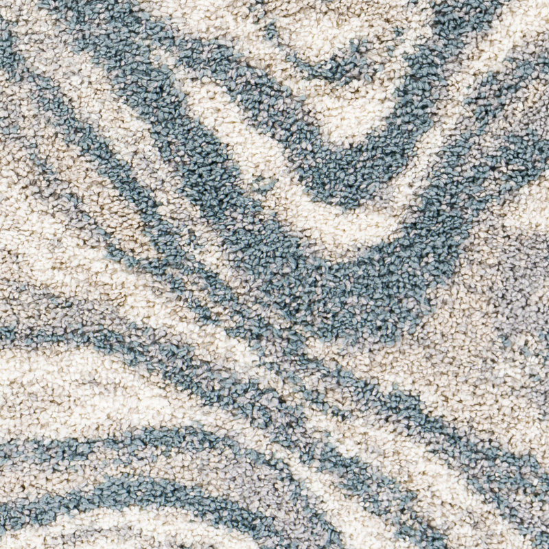 Myndi Abstract Cream/Aqua Area Rug, Runner 2'7" x 7'3"