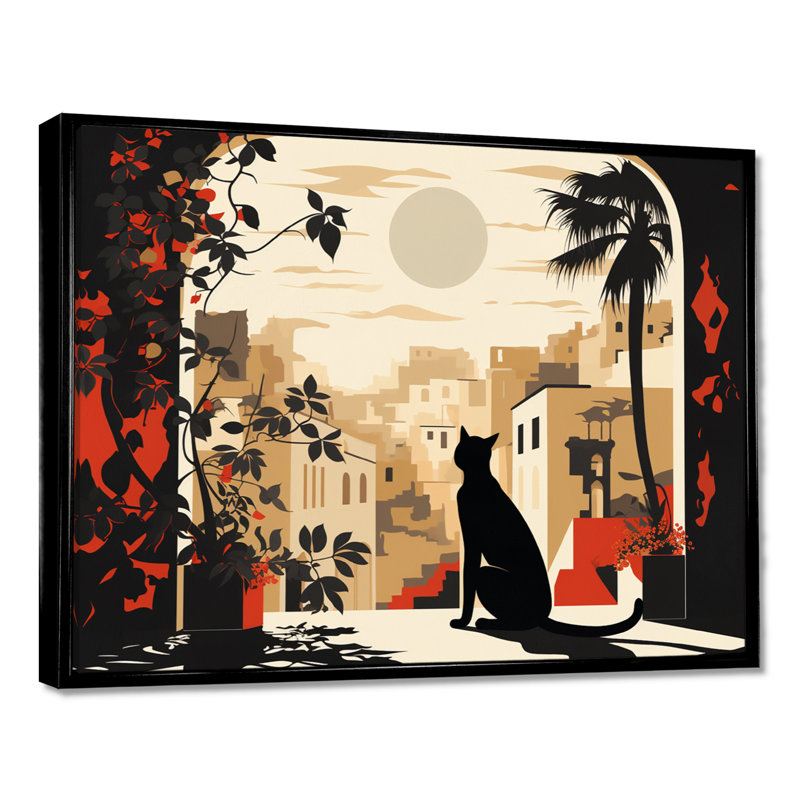 Décoration murale Lunenburg - chat, Toile avec cadre flottant noir, H 24 po x l 32 po x P 1 po