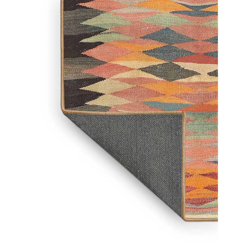 Tapis contemporain orange / jaune / noir, Rectangle 5 pi x 7 pi