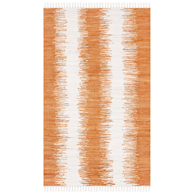 Tapis rayé en coton tissé à la main Parvin