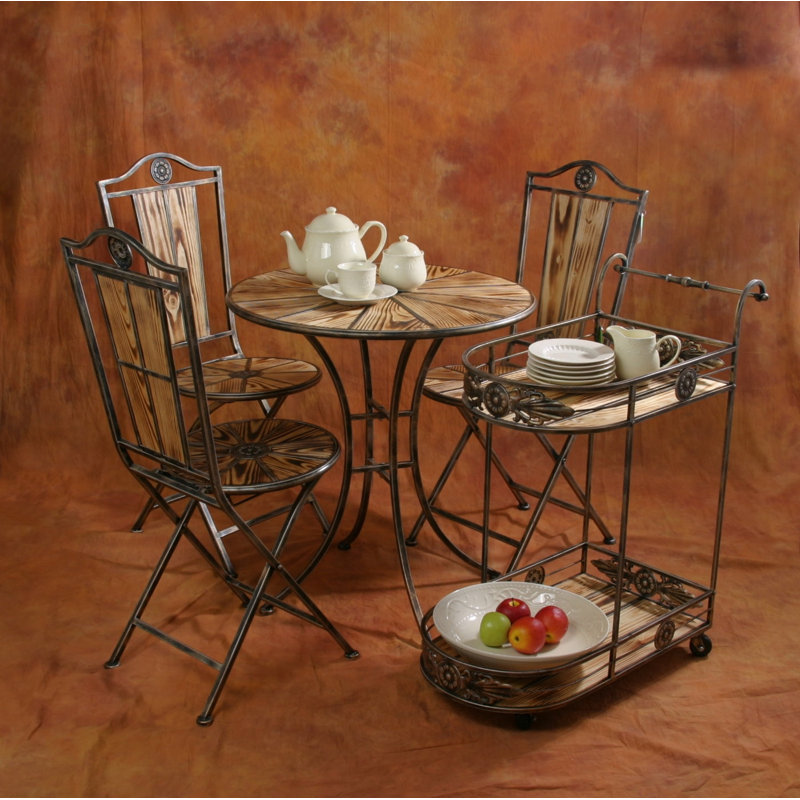 Round Solid Wood Outdoor Bistro Table - 70 cm W 70 cm D