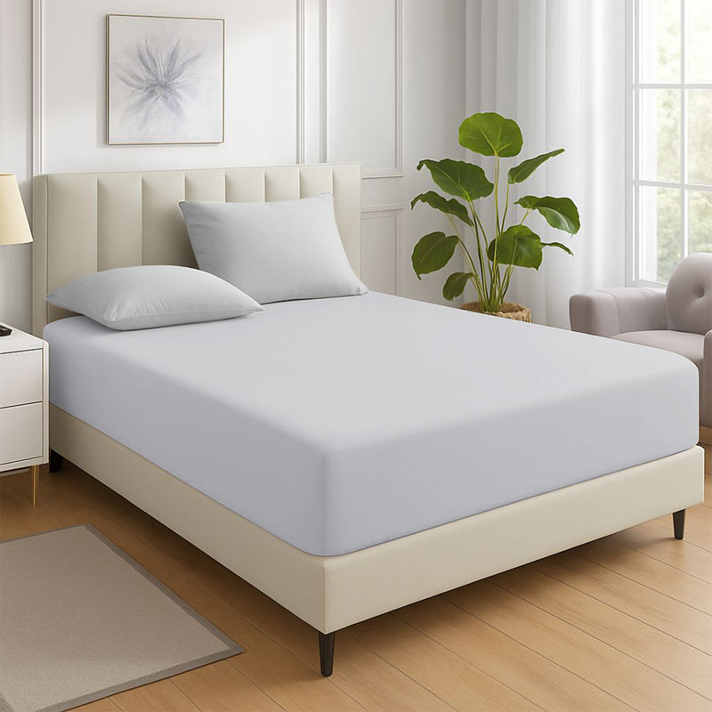 200 Thread Count Microfiber Deep Fitted Bed Sheet – 25cm Pocket, Single (3'), Silver