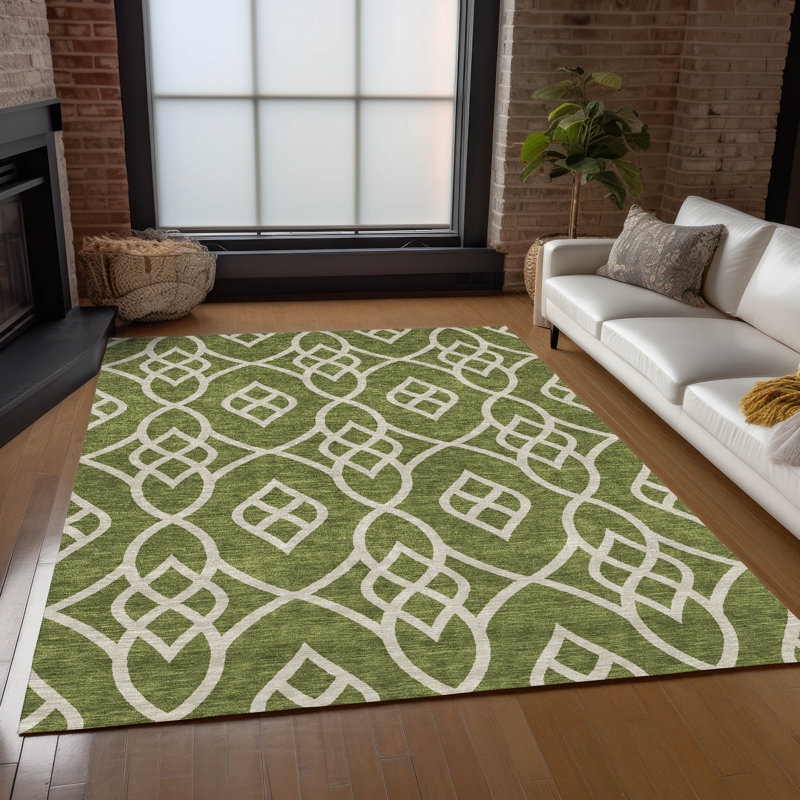 Malek Indoor/Outdoor Area Rug with Non-Slip Backing, Rectangle 5' x 7'6"