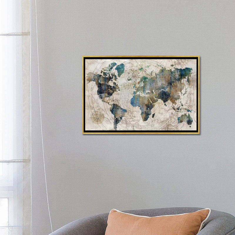Carte céleste par Isabelle Z - reproduction d'art, H 24 po x l 32 po, Doré, Papier dans un cadre photo