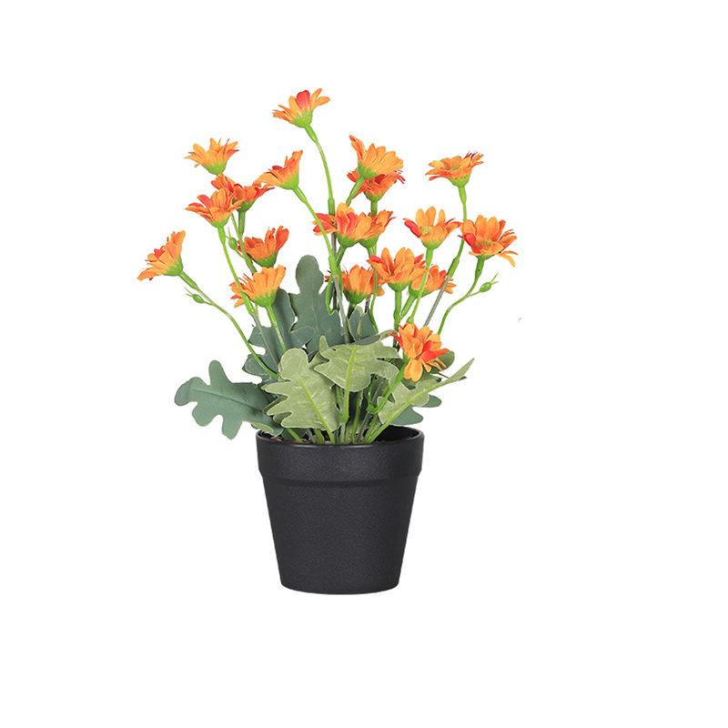 Plante artificielle en pot marguerite, Orange