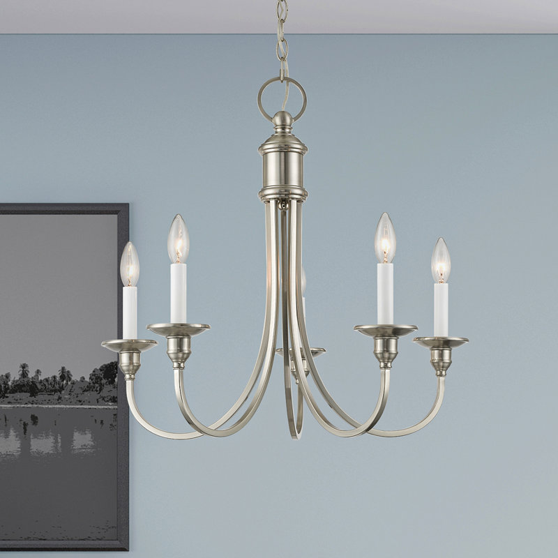 Eckard 5 - Light Steel Dimmable Kitchen Island Chandelier, Brushed Nickel