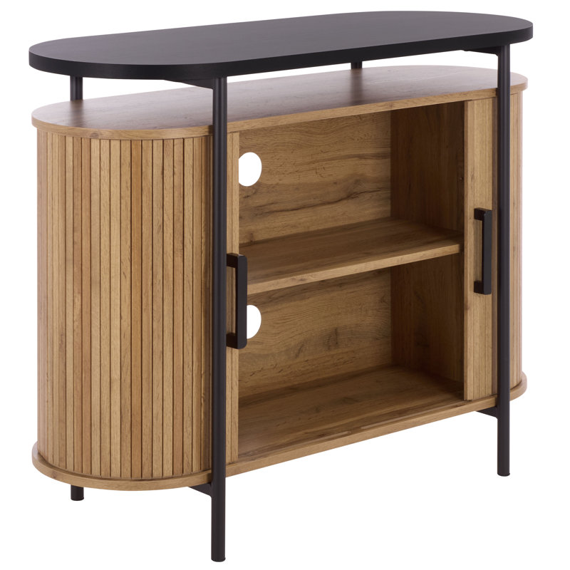 Etka Tambour Doors Compact Tv Stand, Oak