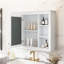 Armoire à pharmacie de 35 po x 27,5 po, armoire de rangement murale pour salle de bain, armoire murale moderne avec miroir, armoire à miroir avec 6 tablettes ouvertes (meuble-lavabo non inclus)-360286552