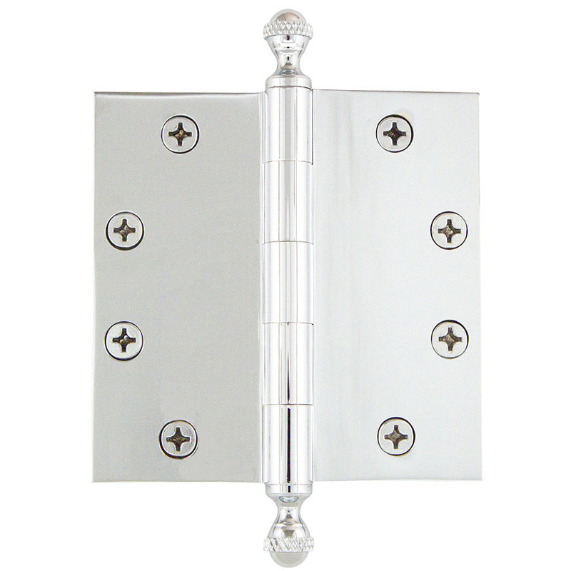 4.5'' x 4.5'' Brass Butt Bearing Hinge, Bright Chrome