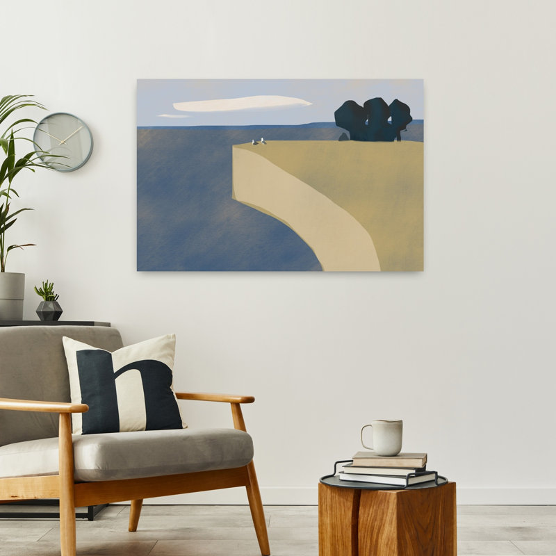 Seagulls On Cliff by Little Dean - Wrapped Canvas Print, 60.96 cm H x 91.44 cm W