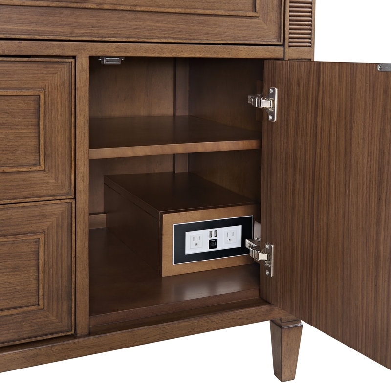 Lorelai 36'' Single Bathroom Vanity with Top, Mid-Century Walnut, White Zeus, Single-Hole