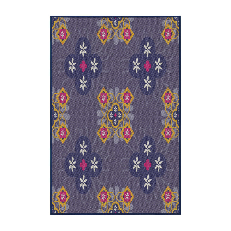 Tapis de puissance mauve/rose/bleu marine, Rectangle 5 pi x 7 pi