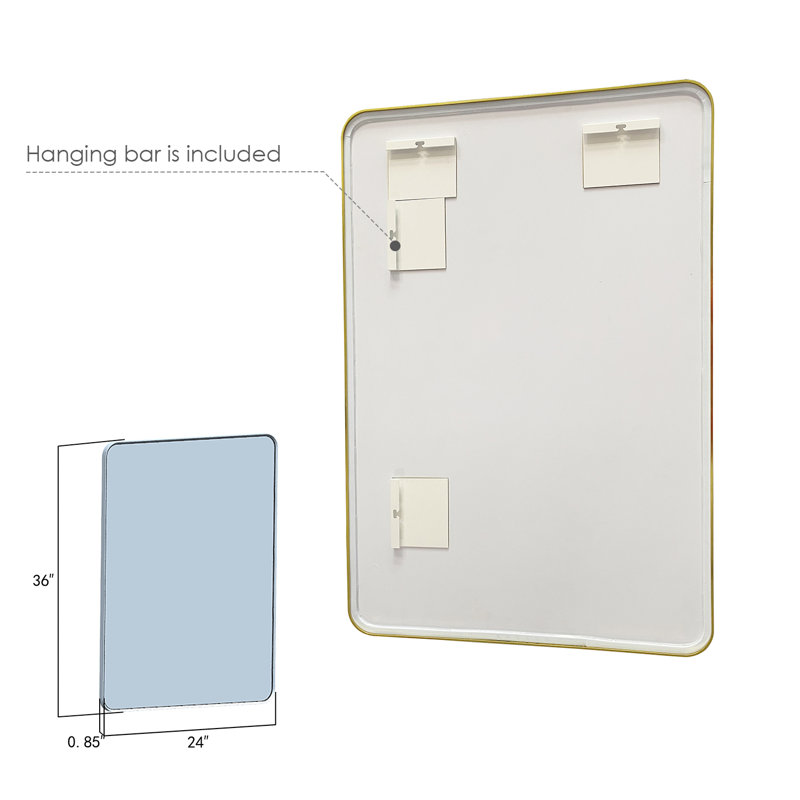 Gold Aluminum Rectangular Bathroom Vanity Mirror