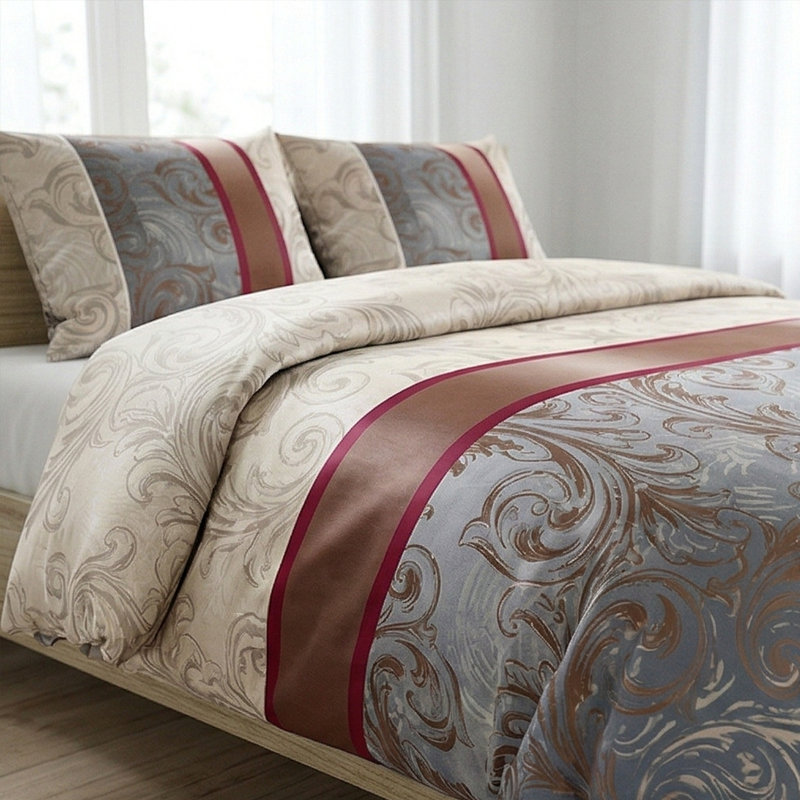 Ensemble de housse de couette réversible , Beige, Housse de couette grand + 2 taies décoratives