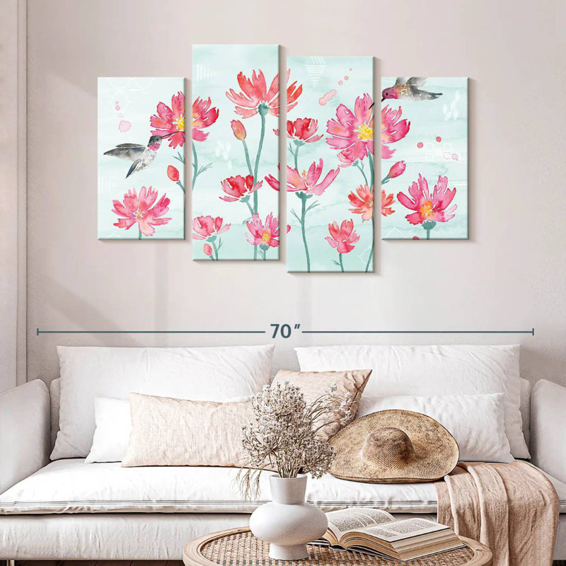 Harnek fleurs et plumes III, H 32 po x l 52 po