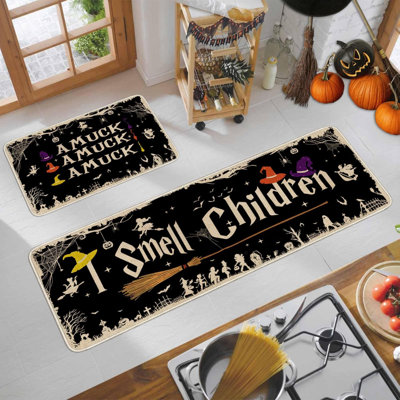 Tapis de cuisine d'Halloween sorcière, tapis de cuisine d'Halloween I Smell Children, tapis de sol d'Halloween, décorations de cuisine d'Halloween pour la maison