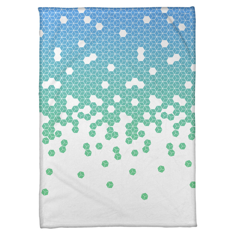 Couverture cubique Katelyn Elizabeth, L 62,5 po x L 82,5 po, Bleu / vert