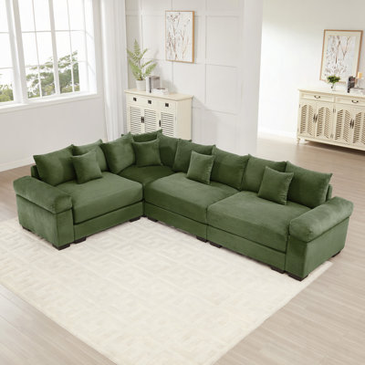 Canapé modulaire surdimensionné surdimensionné en nuage, canapé modulaire convertible avec accoudoirs très larges à assise profonde, 13 coussins décoratifs en velours côtelé de qualité supérieure, conception ergonomique, assemblage facile, pour les salons