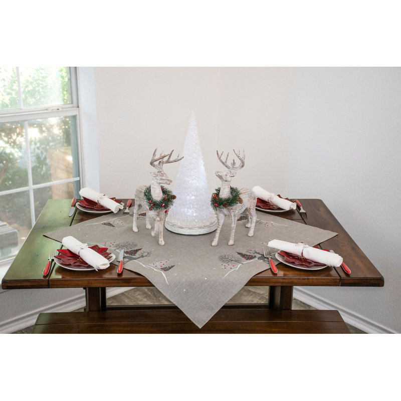 Plateau de table gris renne brodé Jovonny (carré 33 po)