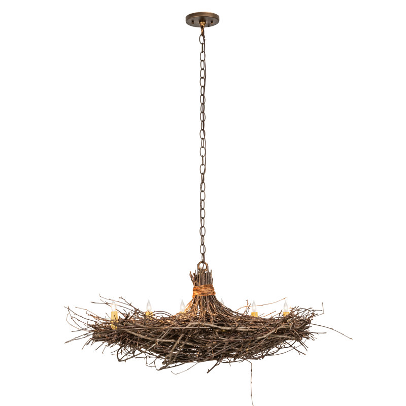 Antique Copper Hand-Forged Geometric Twig Chandelier