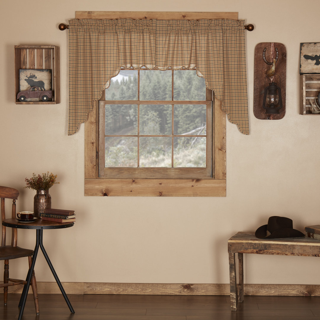 Lorena Plaid Cotton 72'' W Window Valance in (Set of 2) August Grove®