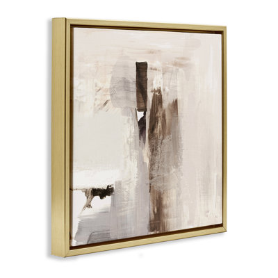  Off-White with Streaks Framed Floater Canvas Wall Art by Susan Jill