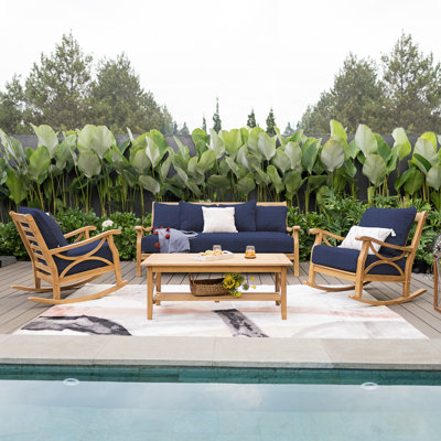 Malena 5 - Person Teak Outdoor Conversation Set With Cushions
