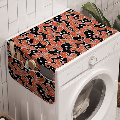 East Urban Home Tropical Washing Machine Organizer Pack of 2 47" x 18.5" Vermilion Charcoal Grey