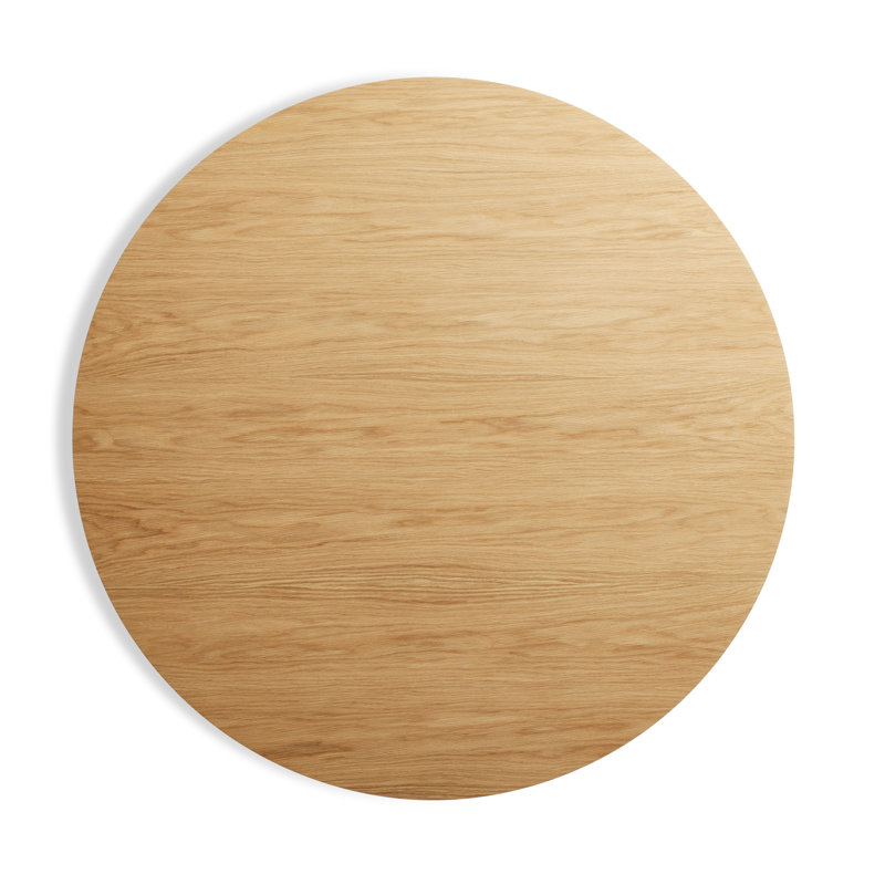 Easy Round Dining Table, Matte Black, White Oak, 29" H x 48" W x 48" L