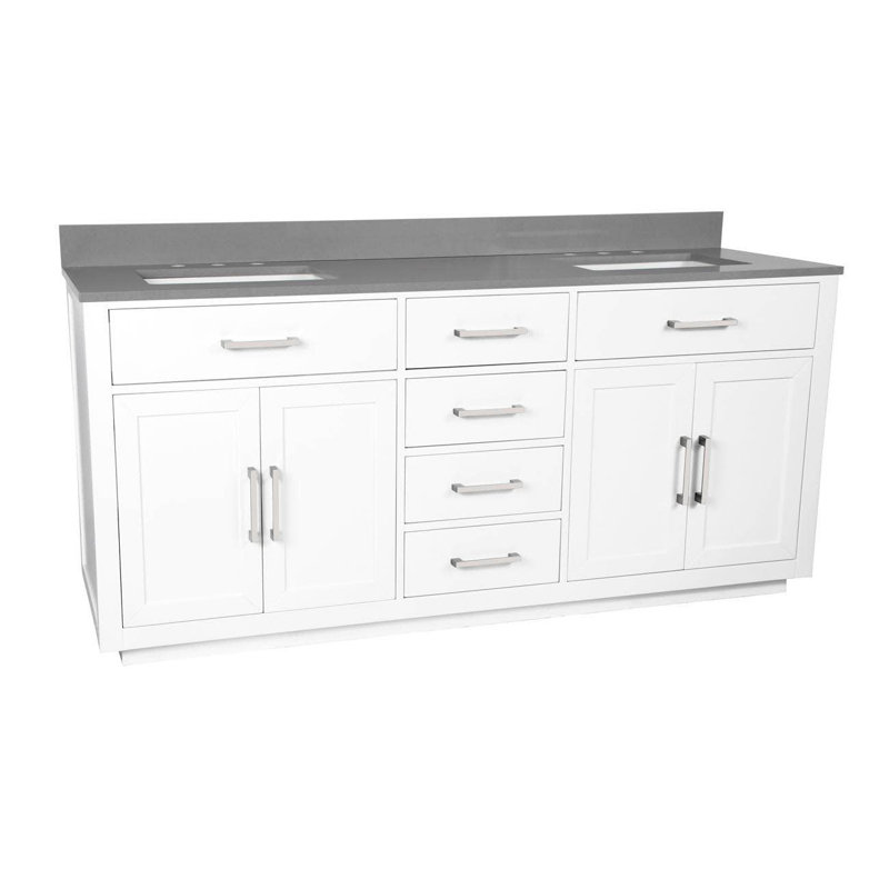 Ensemble de meuble-lavabo double 72 po Nahlani, Blanc, Blanc
