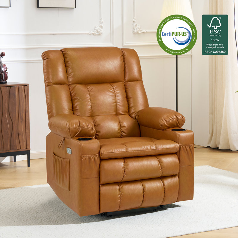 Fauteuil inclinable électrique à double moteur avec massage et chaleur MCombo, position infinie, Tawny