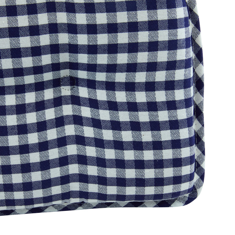 Non-Slip Gingham Dining Room And Kitchen Seat Cushions, 16 X 15 X 2 Inches, Set of 8, Gingham Navy