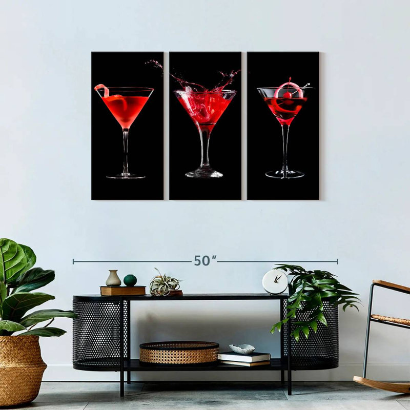 Maraschino cerise cocktail 3 pièces, H 28 po x l 45 po