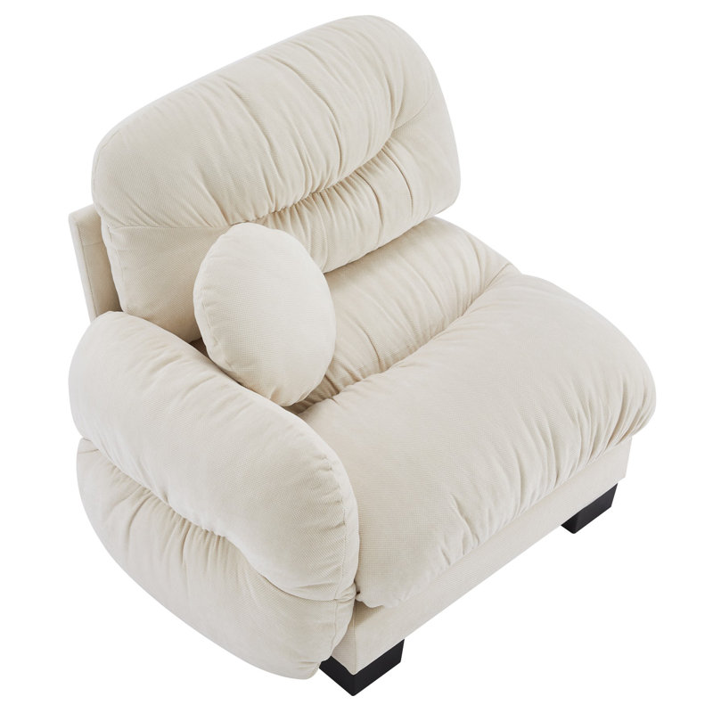 Canapé Flora Lsf Chenille - beige, Blanc, Retour à gauche