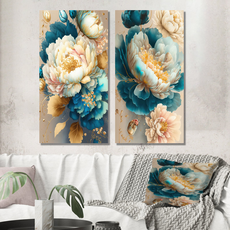 Vibrant Floral Bunch - ensemble de 2 impressions, Toile tendue, H 20 po x l 24 po