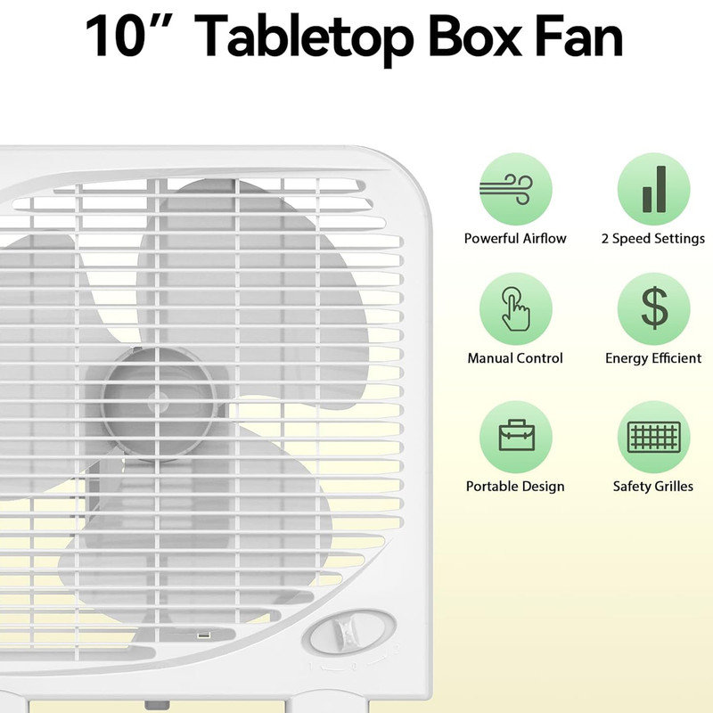White 10-Inch Two-Speed Portable Box Fan
