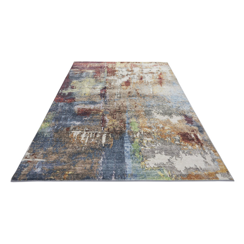 Lux Abstract Ultra soft Stain Guarded Grey/Brown/Multicolour Area Rug, Rectangle 120 x 180cm