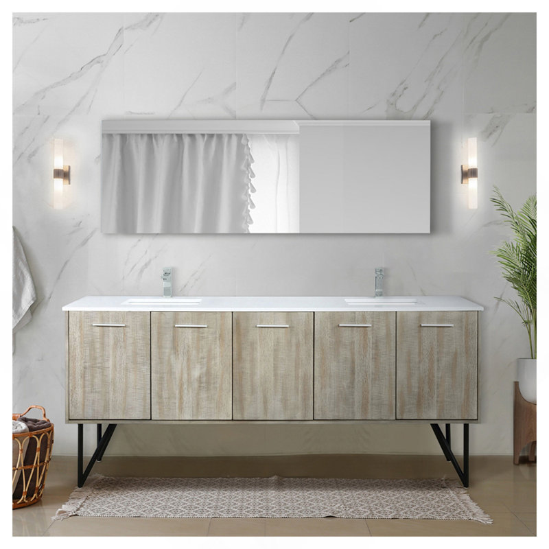 Meuble-lavabo double 80 po Rustic X P 20 po D, ensemble en marbre de culture et robinet chromé