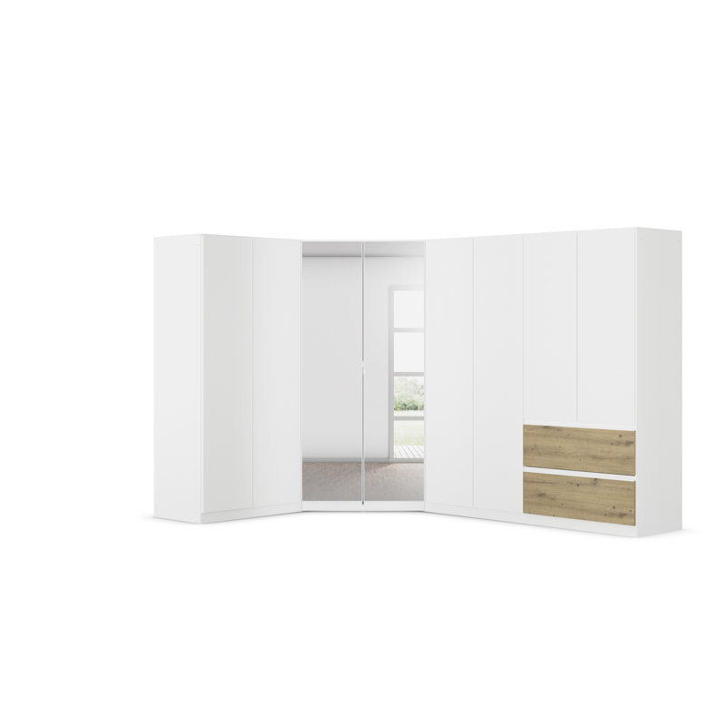 Wardrobe wardrobe set COSTA handle-less front, push-to-open, White/Oak Artisan