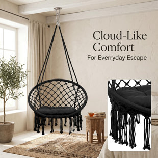 Stable Macrame Swing Chair, Hanging Chair for Bedroom, Thick Cushion Swing Chair for Bedroom