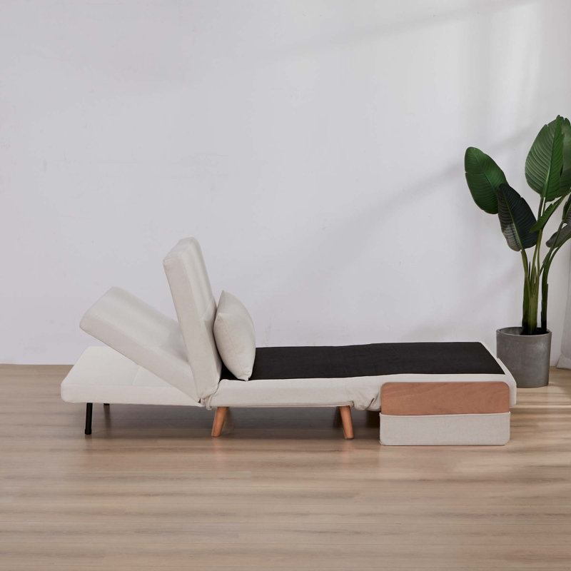Canapé-lit convertible, tissu de lin, design moderne, idéal pour les solutions peu encombrantes
