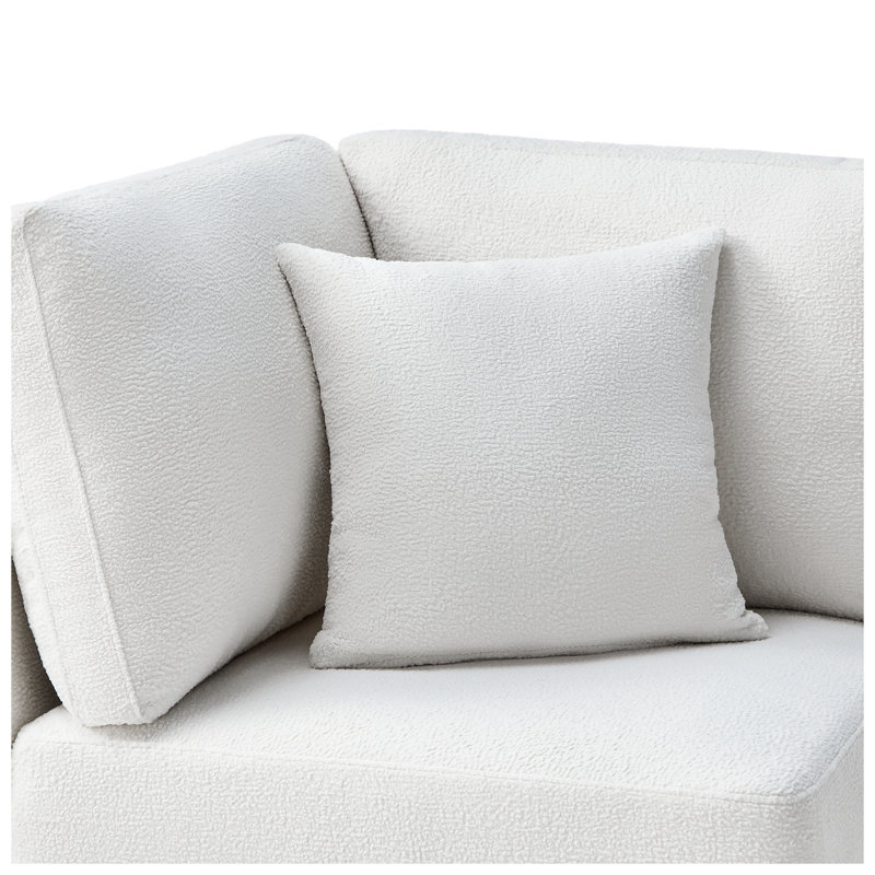 Fauteuil d'angle Chauncy - Ivoire, tissu de polyester haute performance, accoudoirs carrés, siège d'appoint pour salon ou appartement