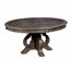 Ensemble de salle à manger 5 pièces avec table ronde et 4 chaises, style rustique, plateau en bois massif, pieds sculptés aux tons naturels, fabrication, base en piédestal