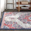 Tapis perse moderne bleu marine / rouge à motif médaillon marocain rétro Blazek-131441123