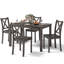 Ensemble de 5 tables de salle à manger en bois massif L 45 po x P 27,6 po pour 4 avec 4 chaises pour la cuisine et la salle à manger