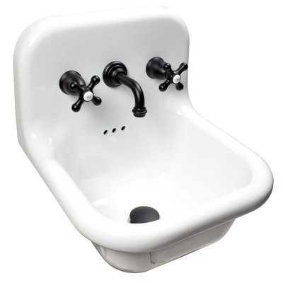 Nantucket Sinks 16.5-inch Fireclay Wallmount Bath Sink with Short Spout Faucet and Drain