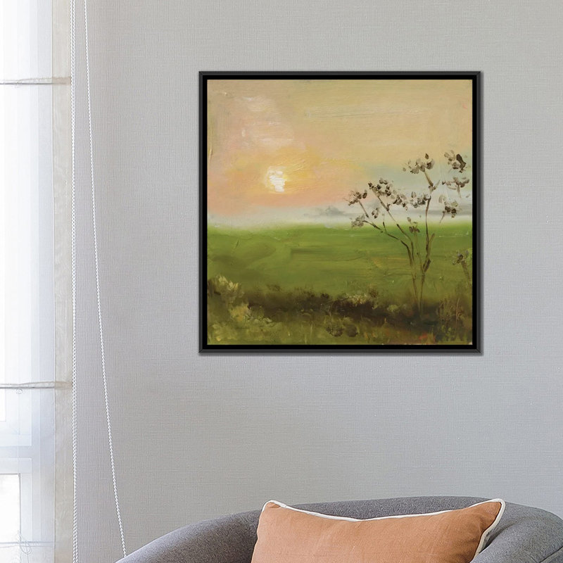 «Field Landscape», reproduction d'art sur toile encadrée, 26" x 26", Framed Canvas, Black